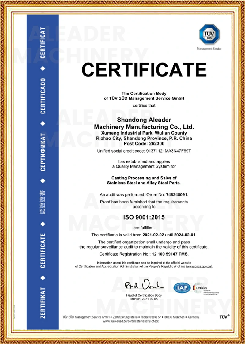 ISO9001:2015 of Aleader