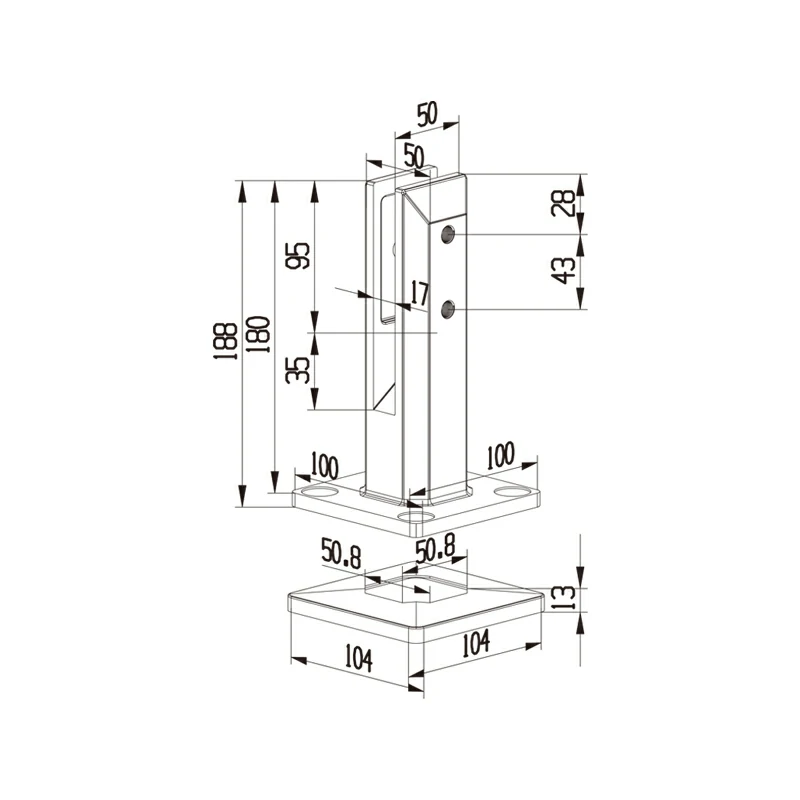 12mm Floor-mounted Glass Spigot Structure