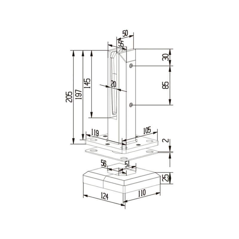 Square Floor-standing Glass Spigot tructure