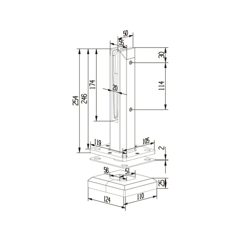 Square Floor-standing Glass Spigot Structure