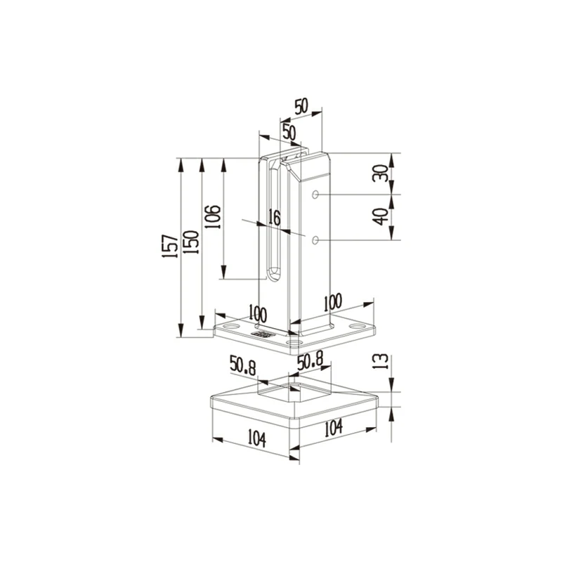 Square Floor-standing Glass Spigot Structure