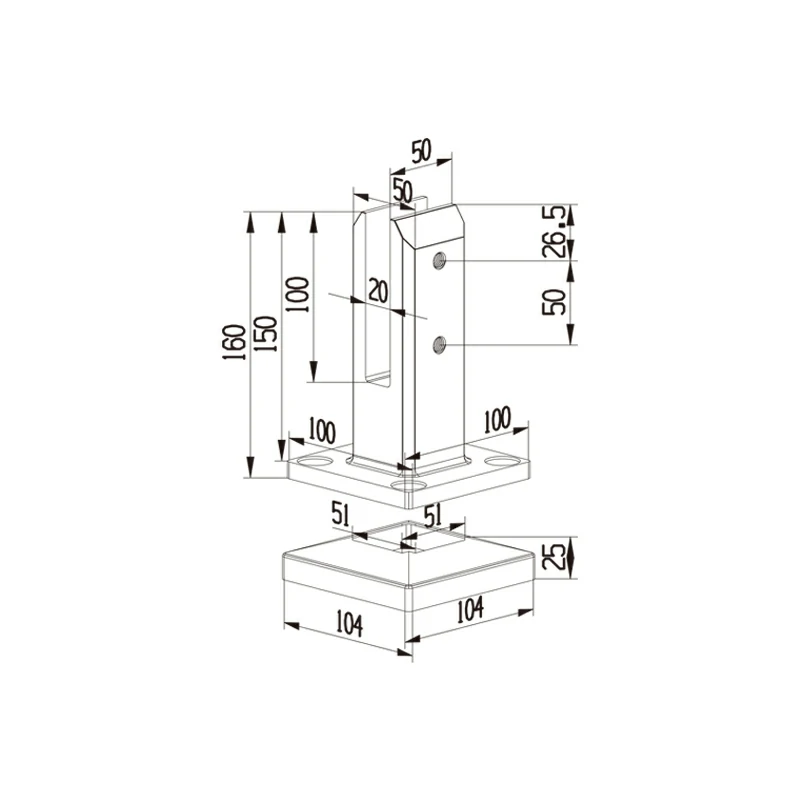 Square Floor-standing Glass Spigot Structure