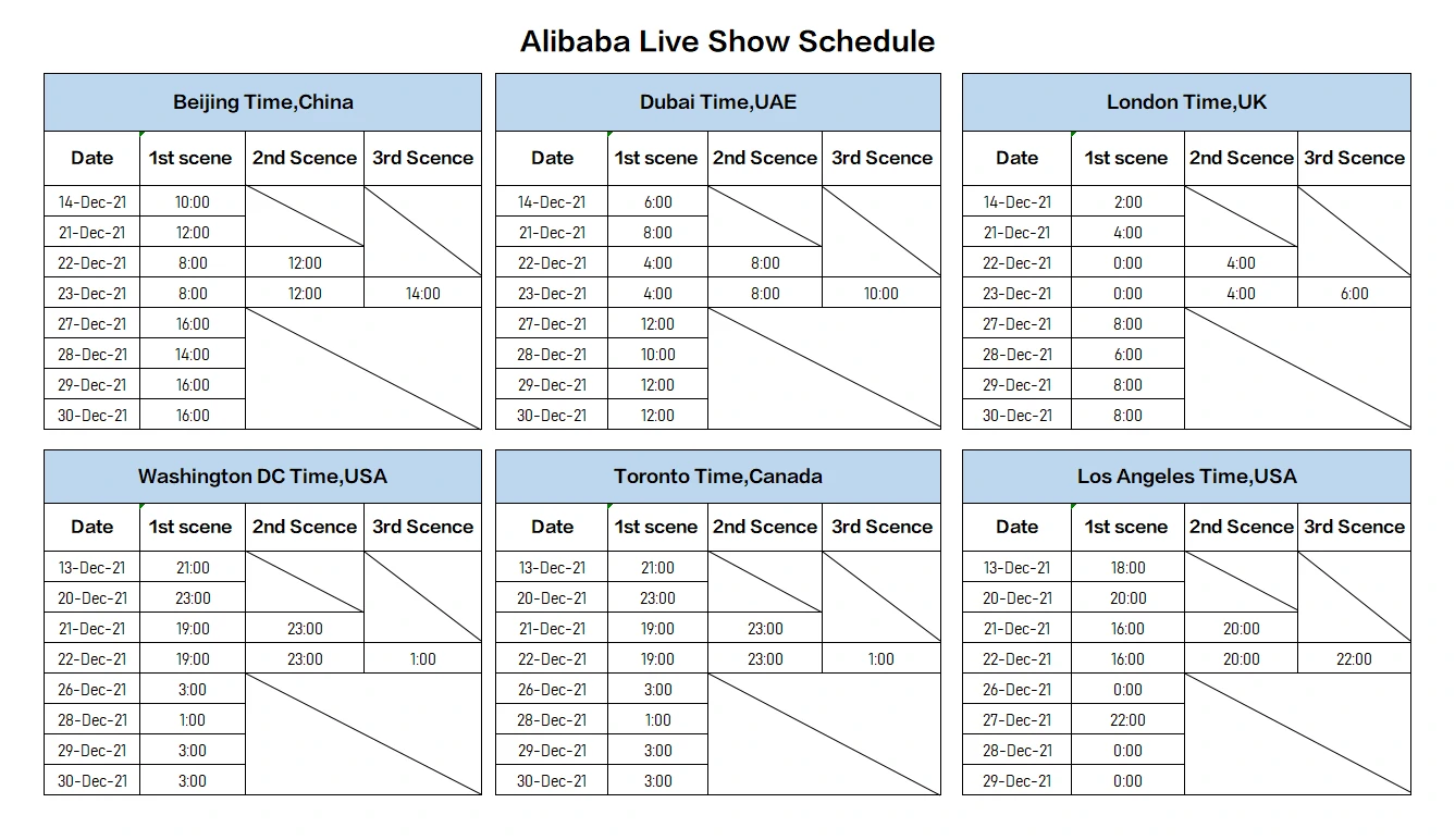 Alibaba Product & Factory Live Show Schedule
