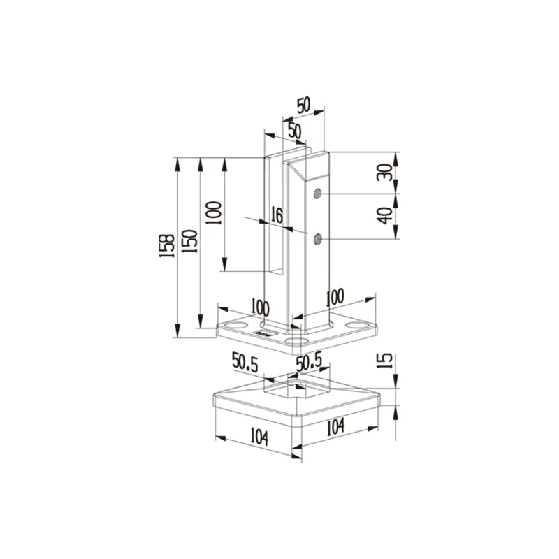 Square Floor-standing Glass Spigot Structure