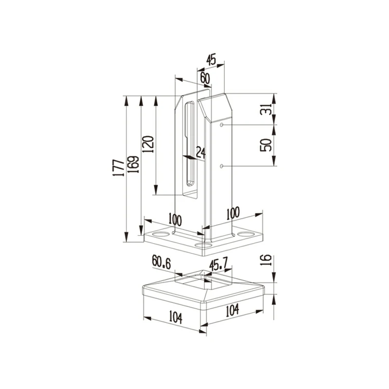Square Floor-standing Glass Spigot Structure