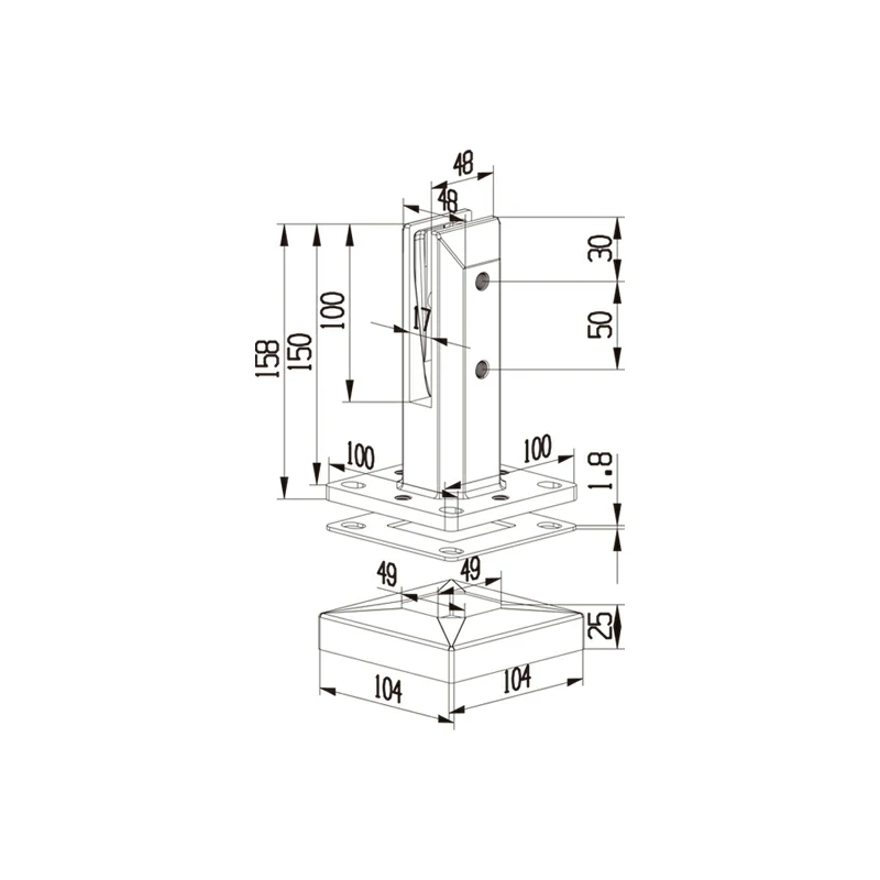 Square Glass Spigot Floor Structure