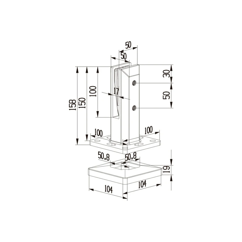 Square Floor-standing Gold Glass Spigot Structure