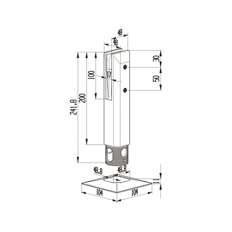 Square Floor-entry Spigot for Glass Railing Structure
