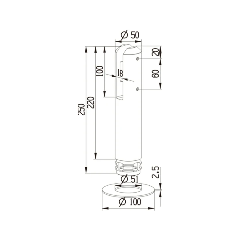 Post In-ground Handrail Spigot Structure