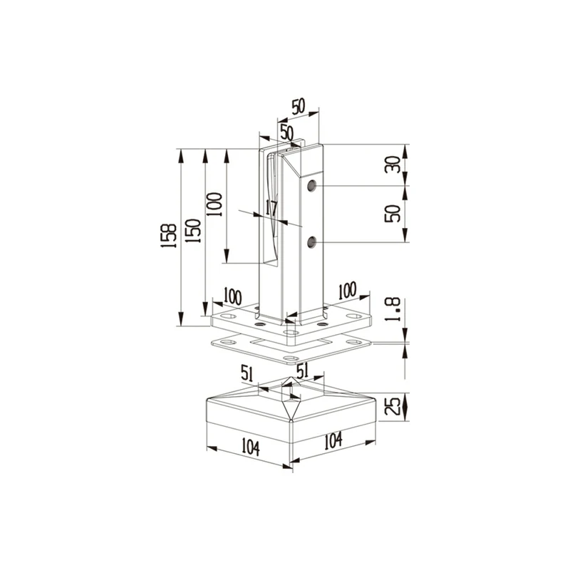 Square Floor-standing Glass Spigot Structure