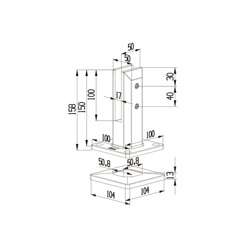 Square Floor-standing Glass Spigot Structure