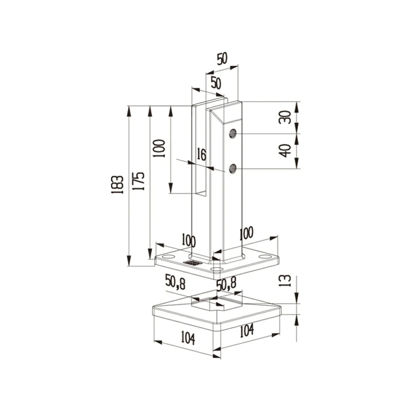 Stainless Steel Glass Spigot LS-ASF-L Structure