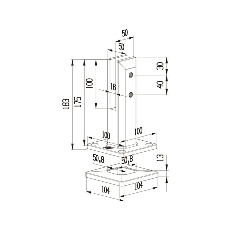 Square Floor-standing Glass Spigot Structure