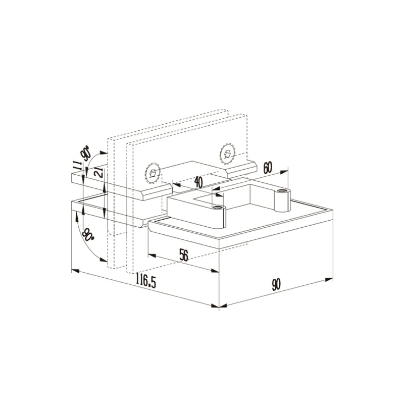 Frameless Glass Hinges Structure