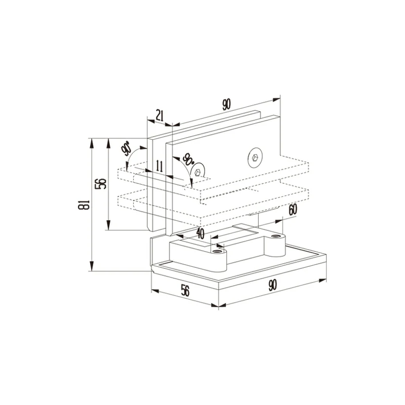 10mm Shower Door Hinges Structure