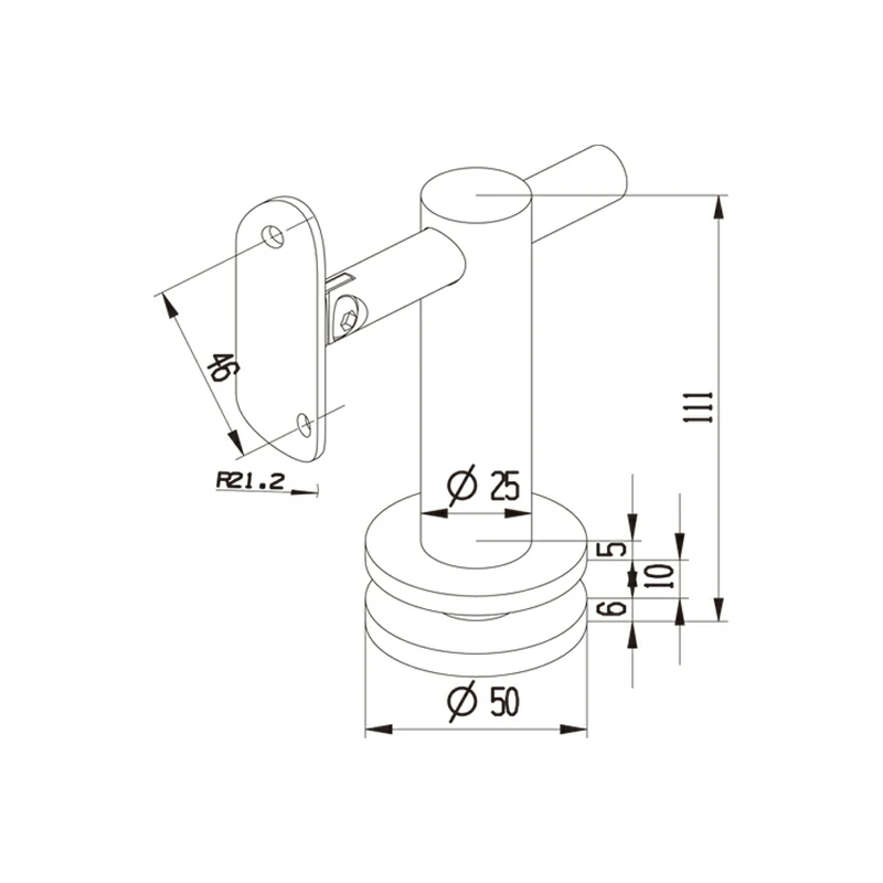 Adjustable Handrail Bracket Stainless Steel Structure