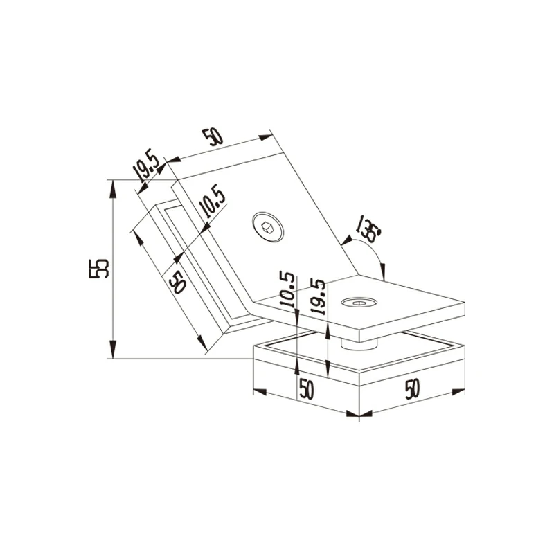 Swower Glass to Glass Bracket 135 Degree Structure