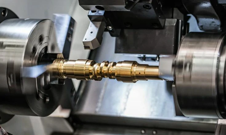 Advanced CNC equipment performing machining operations, showcasing efficiency and precision in industrial manufacturing.