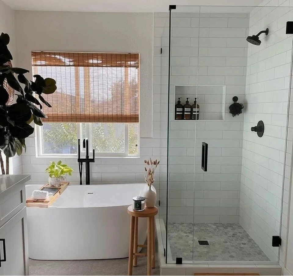 Contemporary bathroom design with glass shower and sleek minimalistic decor