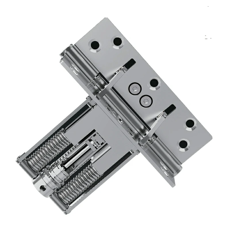 Cross-section view of hydraulic hinge revealing internal springs and damper cylinder mechanism.