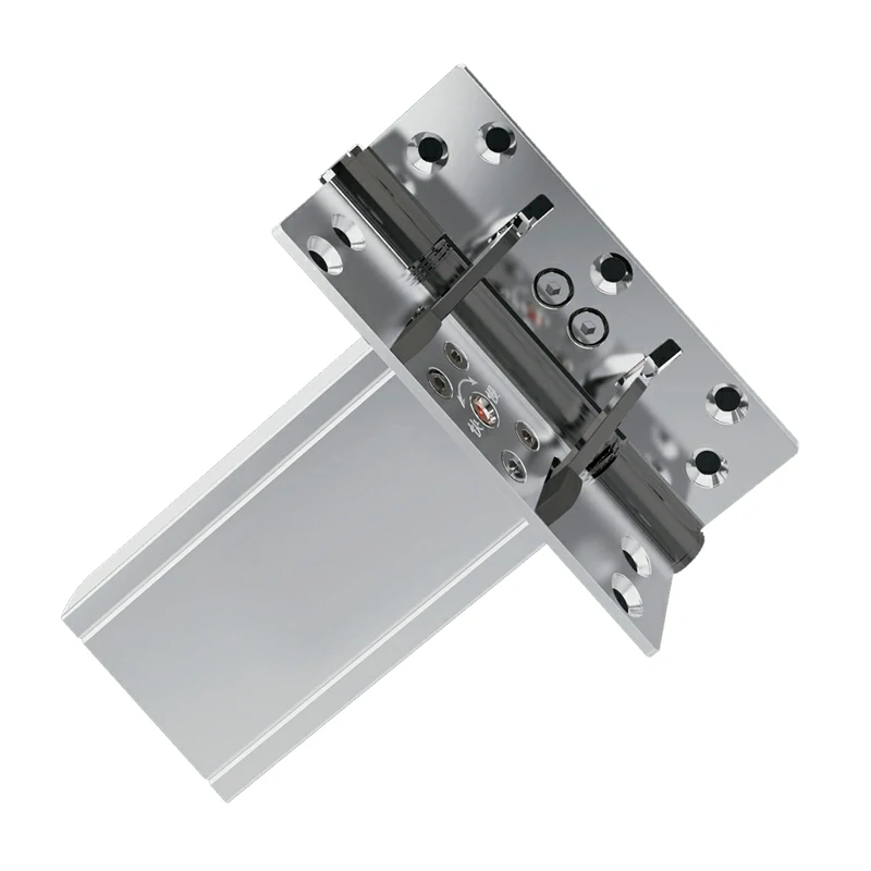 Cutaway view of stainless steel hydraulic hinge showing the heavy-duty piston construction.