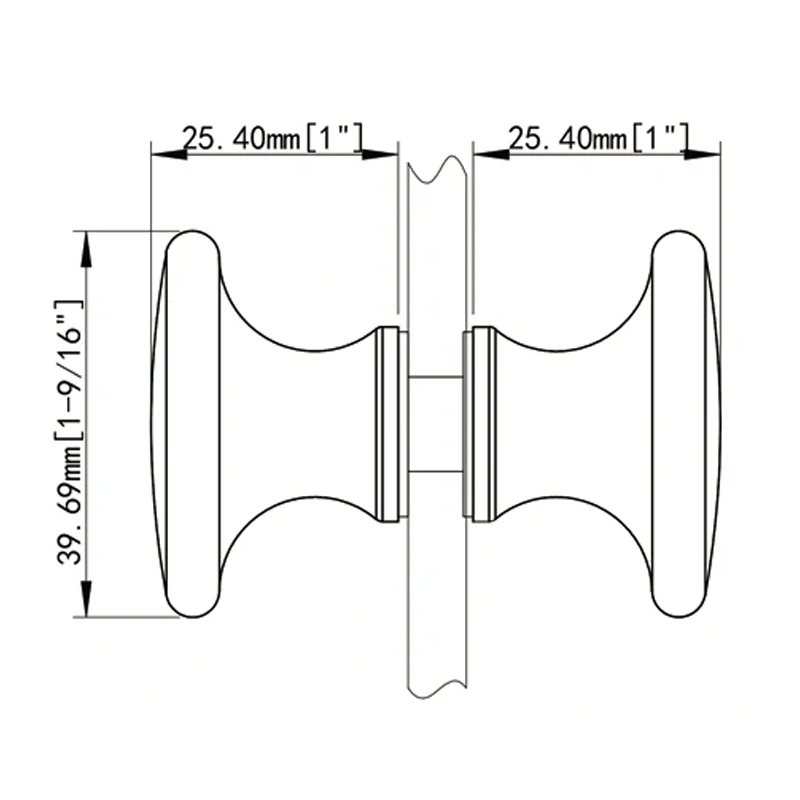Gold Back-to-Back Classic Shower Knob Size