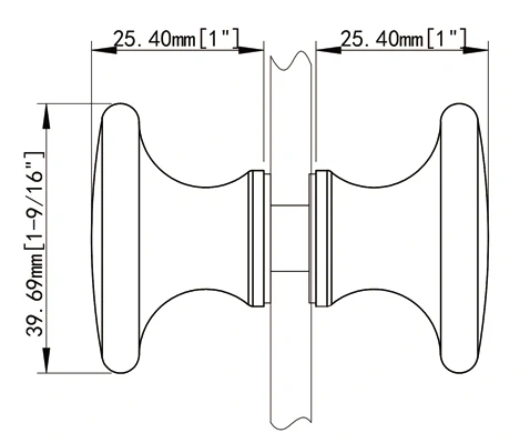 Gold Back-to-Back Classic Shower Knob Size