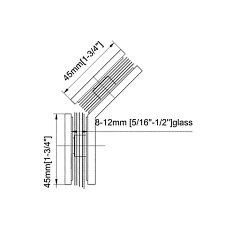 135° Glass to Glass Radius Corners Profile Glass Clamp Size