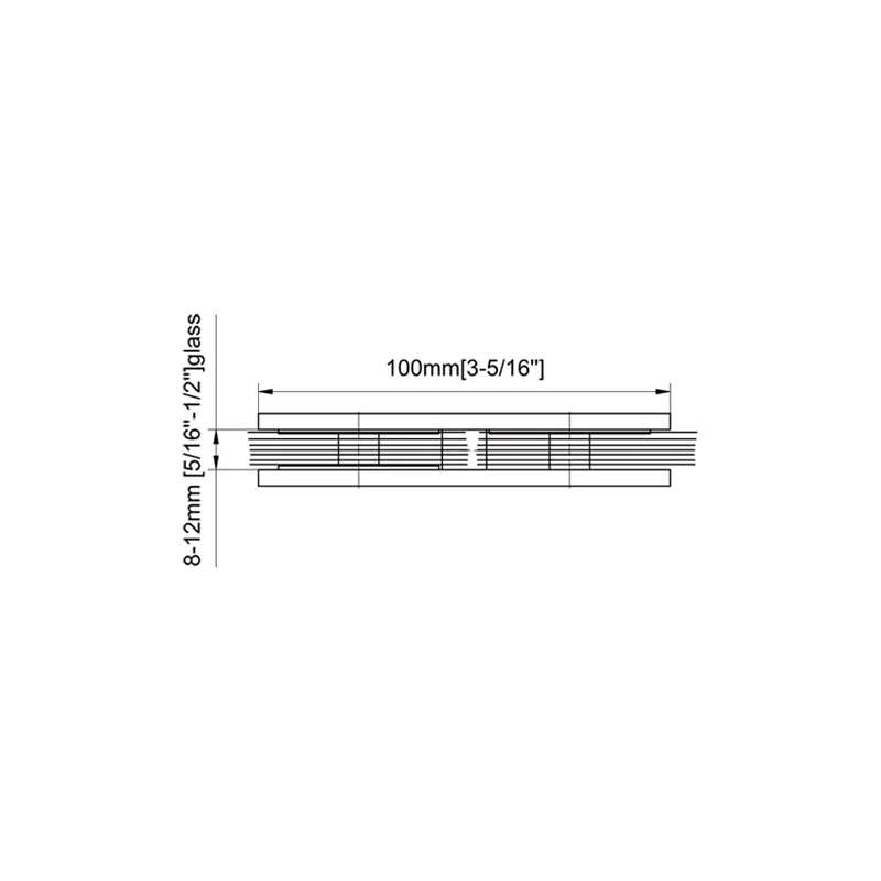 180°Glass to Glass Square Wall Mount & Glass Clamp Size