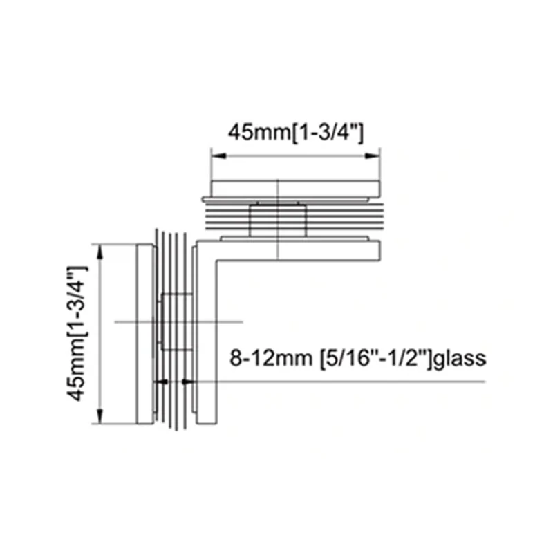 90° Glass to Glass Radius Corners Profile Glass Clamp CV1302NP Size1