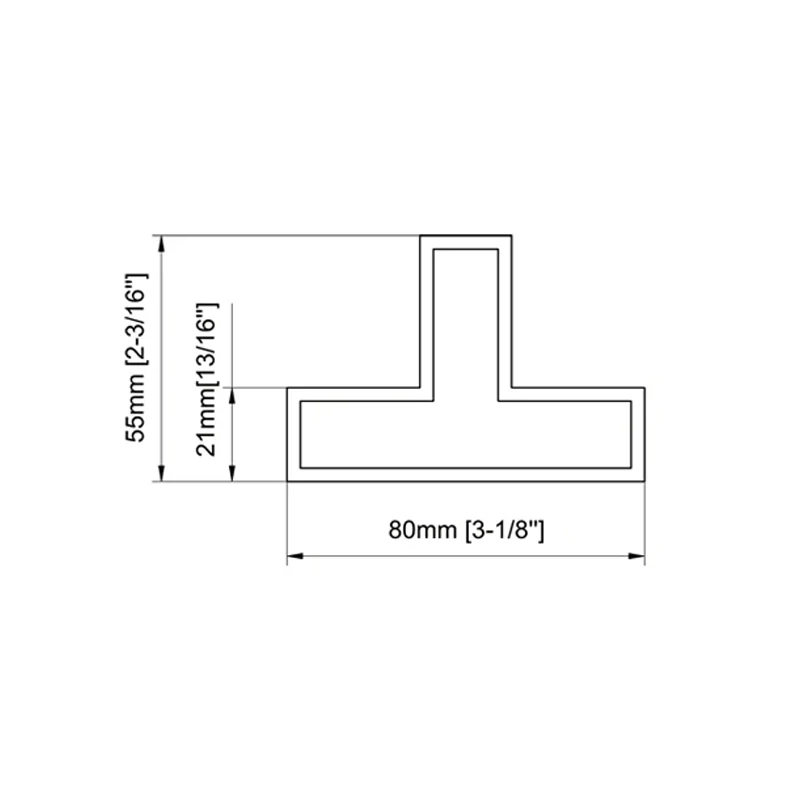 90°”T” Sleeve-Over Bracket Shower Glass Clamp Size