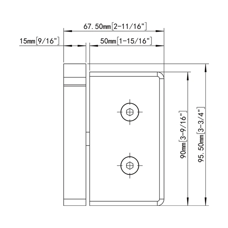 L-Mount Left Pivot Hinge Shower Door Pivot Hinges Size