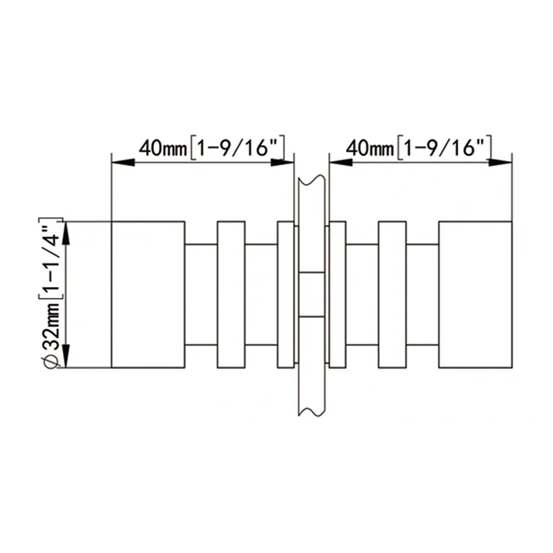 Back to Back Modern Shower Knobs Size