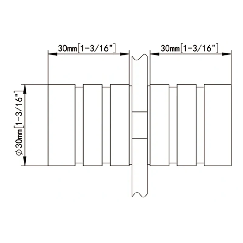 Back to Back Modern Shower Knobs Size