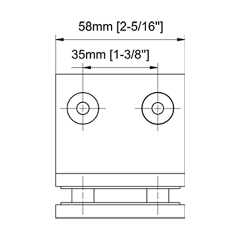 Beveled Profile 90° Glass to Glass Square Wall Mount & Glass Clamp Size