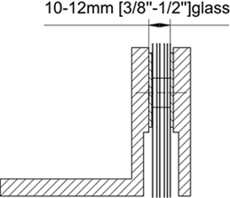 Beveled Profile Glass to Wall Square Glass Clamp Size1