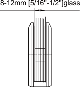 Beveled Profile Square Wall Mount & Glass Clamp Size