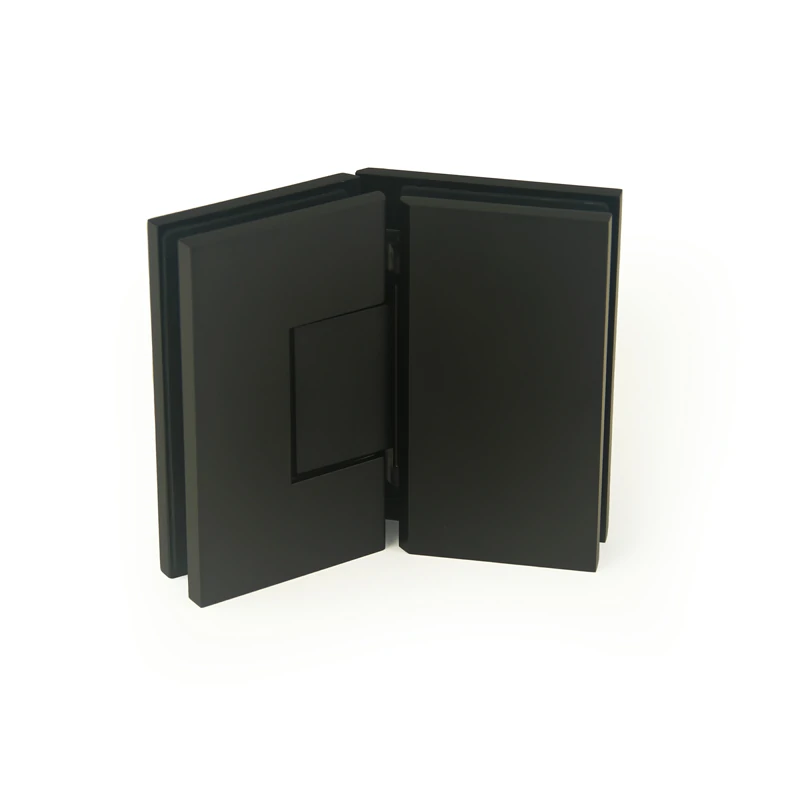 H10-Series Beveled Profile with Covers Black Square Profile 135° Glass to Glass Shower Door Hinges