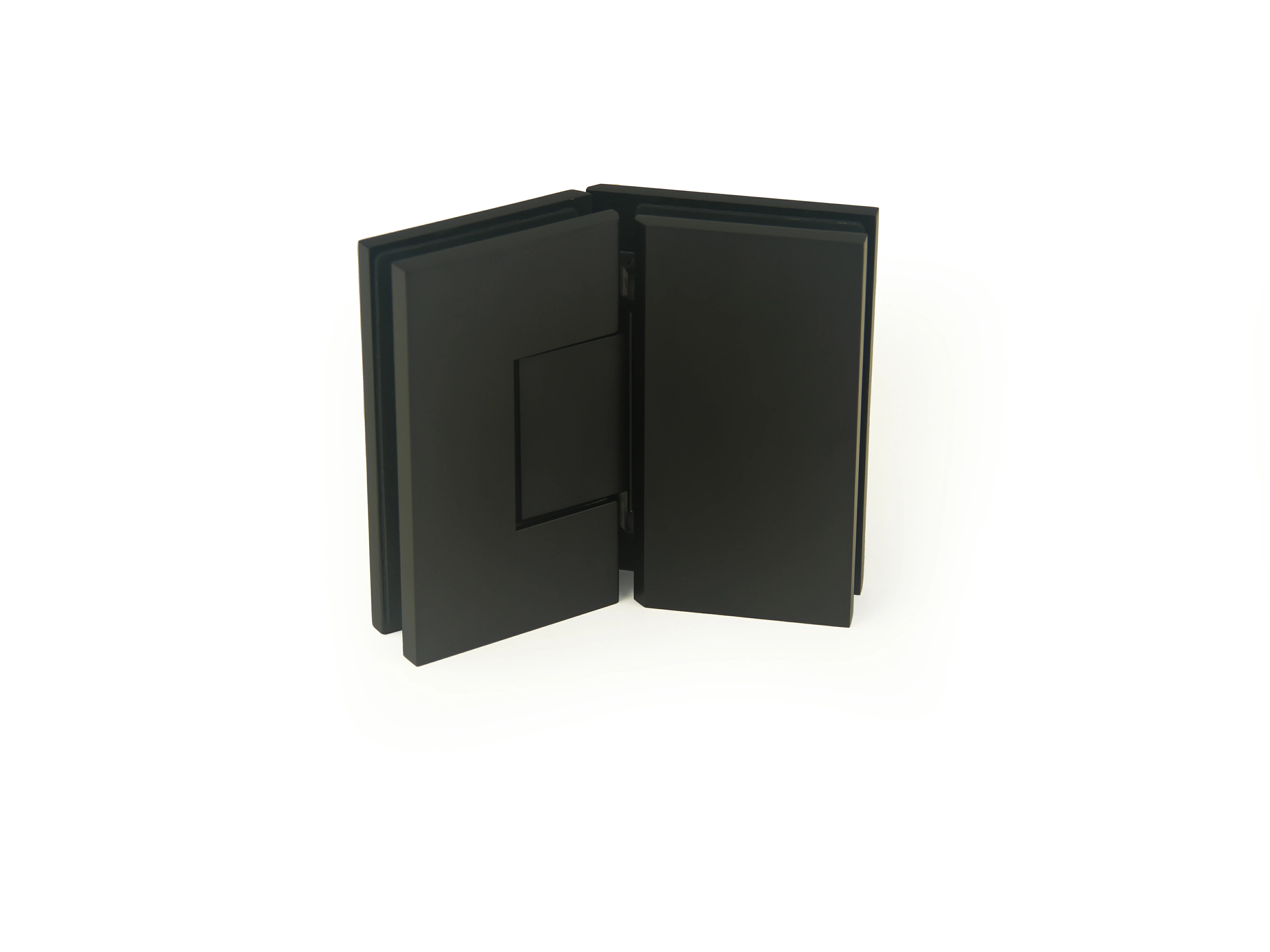 H10-Series Beveled Profile with Covers Black Square Profile 135° Glass to Glass Shower Door Hinges