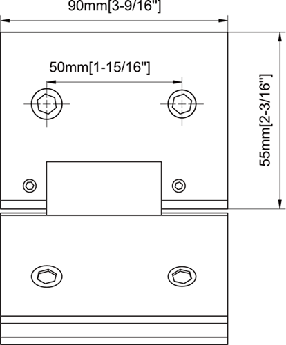 Beveled Profile with Covers Glass to Glass 135°Square Profile Shower Door Hinges Size