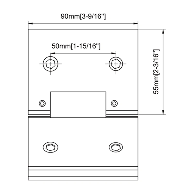 Beveled Profile with Covers Glass to Glass 135°Square Profile Shower Door Hinges Size