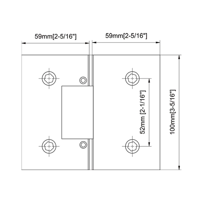 Beveled Profile with Covers Glass to Glass 180°Square Profile Shower Door Hinges Size