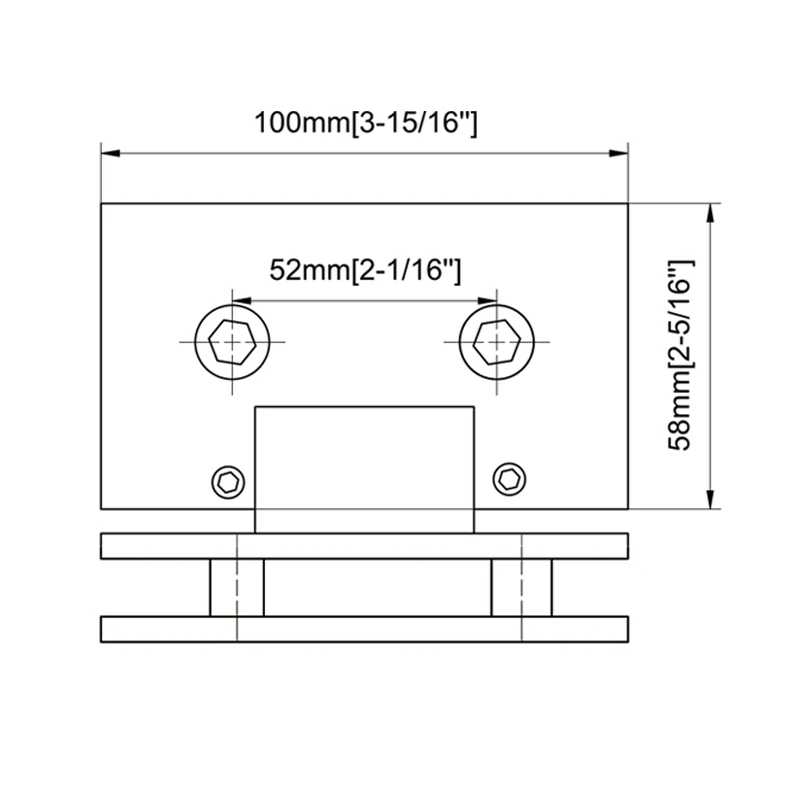 Beveled Profile with Covers Glass to Glass 90°Square Profile Shower Door Hinges Size
