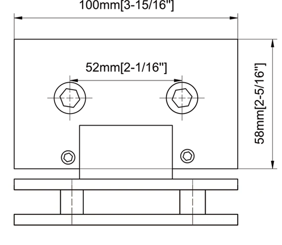 Beveled Profile with Covers Glass to Glass 90°Square Profile Shower Door Hinges Size