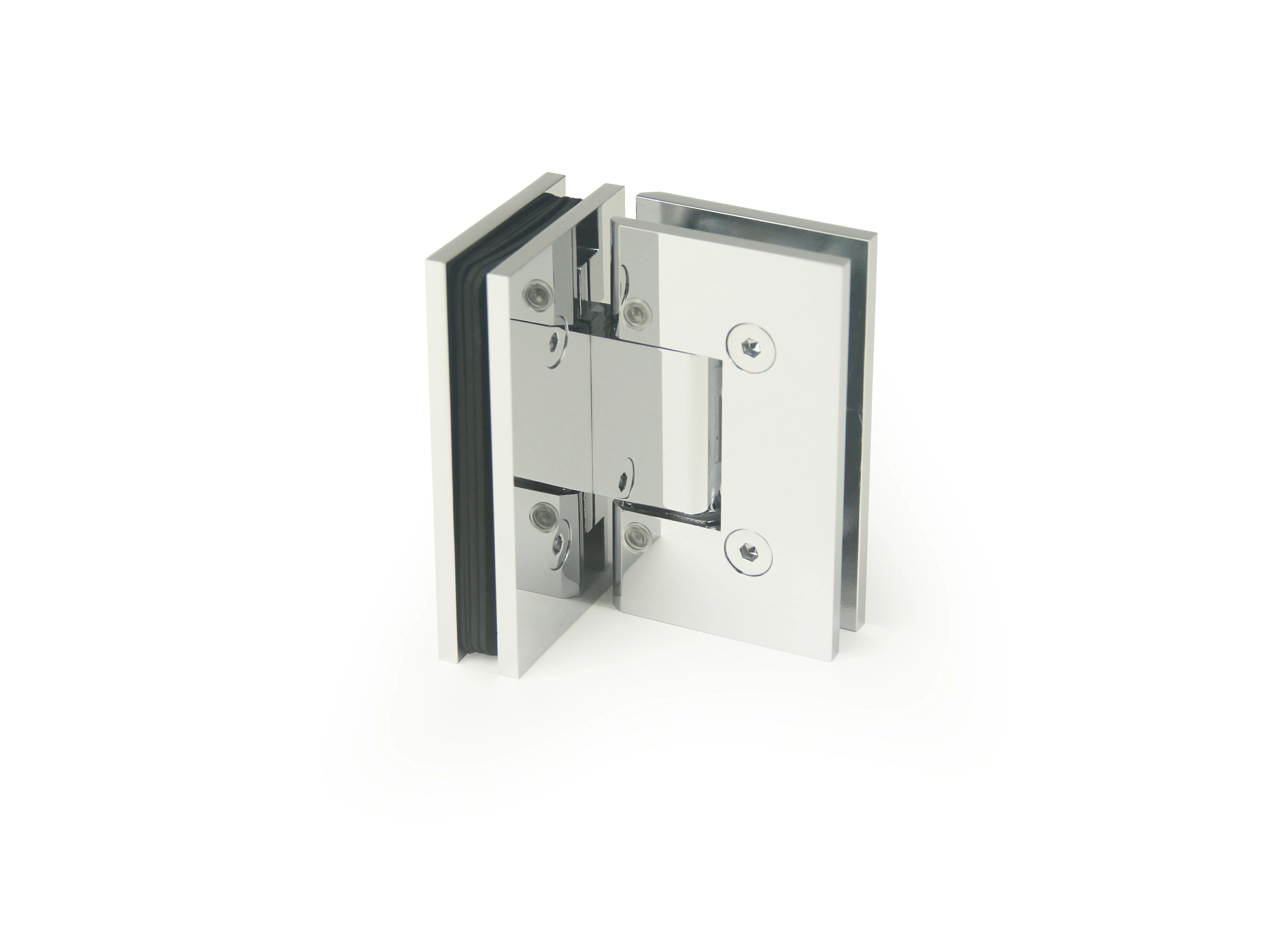 H10-Series Beveled Profile with Covers Glass to Glass 90° Square Profile Shower Door Hinges