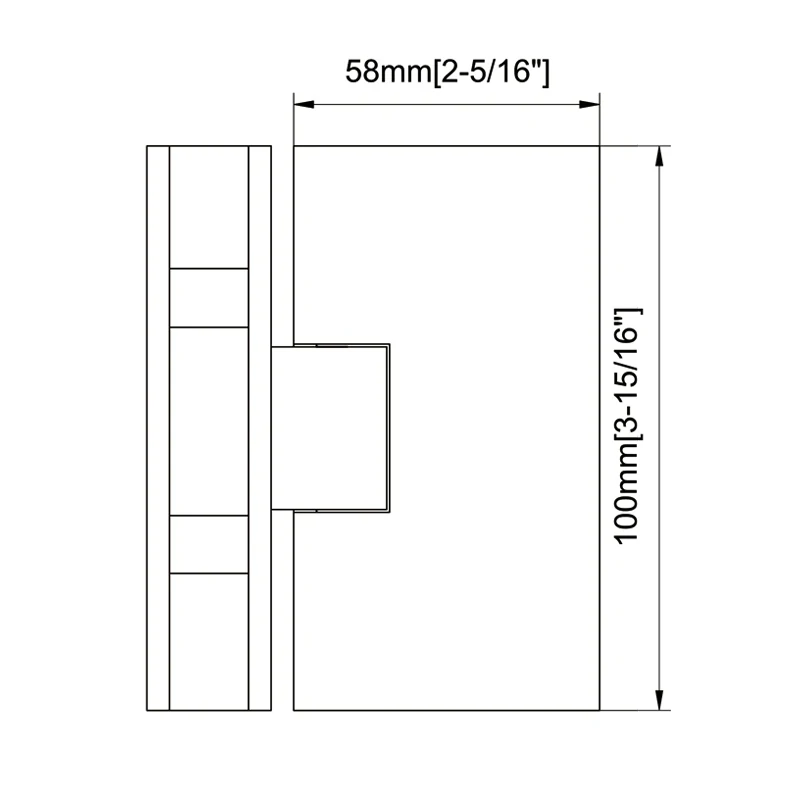 Beveled Profile with Covers Square Profile 90°Glass to Glass Shower Door Hinges Size