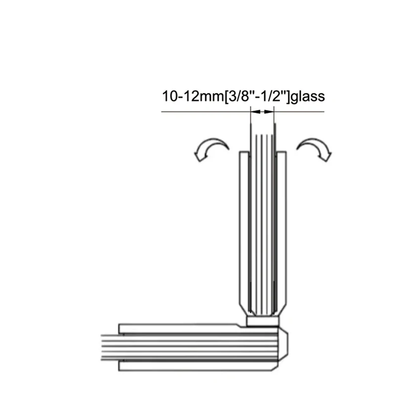 Beveled Profile with Covers Square Profile 90°Glass to Glass Shower Door Hinges Size1
