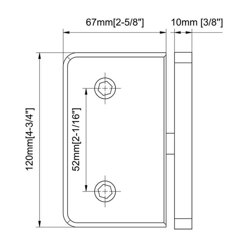 Beveled Profile With Radius Corners Mount Pivot Shower Door Hinges Size