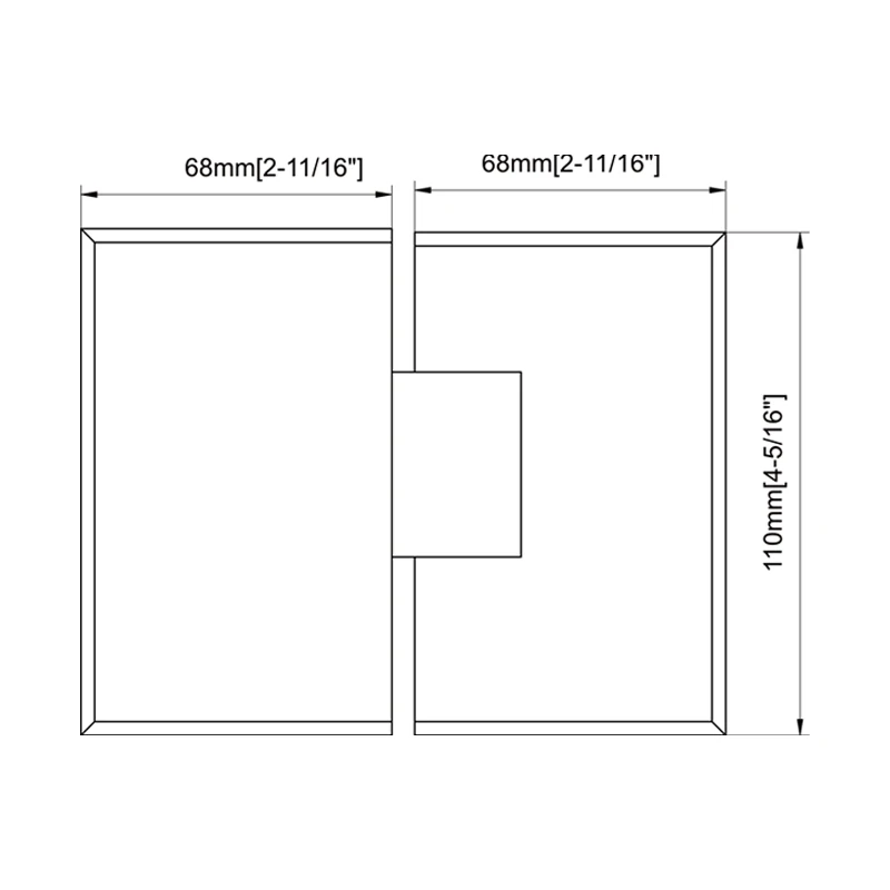 Black Beveled Profile with Covers Glass to Glass 180°Square Profile Shower Door Hinges Size