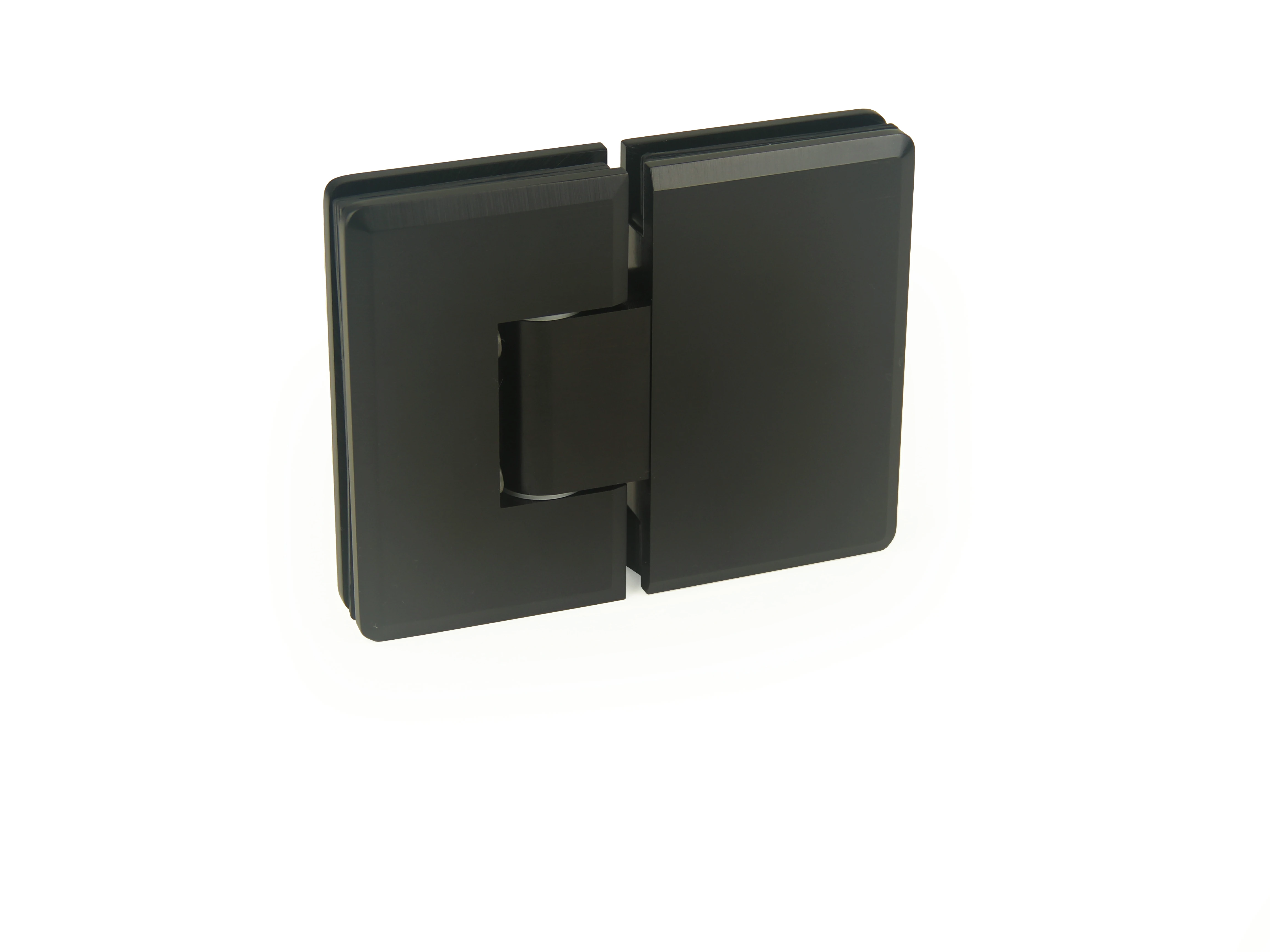 Black Beveled Profile with Covers Glass to Glass 180° Square Profile Shower Door Hinges